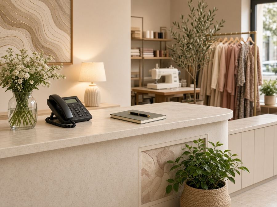 Contact desk at Studio Scoltrifor in Manama